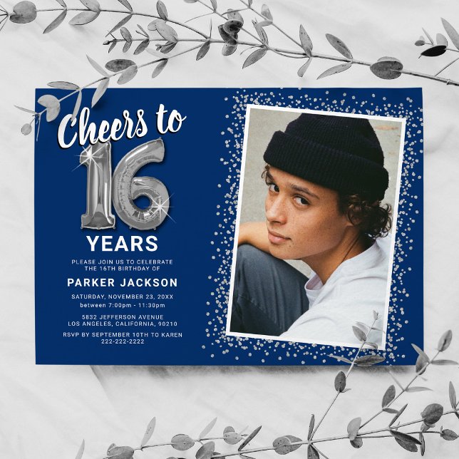 Cheers to Sixteen 16th Birthday Photo Invitation (Creator Uploaded)