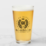 Cheers To Sixty Years Personalised 60th Birthday  Glass<br><div class="desc">Trendy 60th birthday party glass features typography script ''cheers to sixty years'',  wreath ornament with number 60 inside and a name. Perfect as a gift.</div>