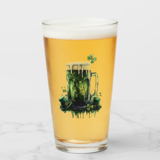 Cheers to St. Patrick's Day! Beer Illustration Glass (Front Filled)