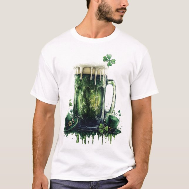 Cheers to St. Patrick's Day! Beer Illustration T-Shirt (Front)