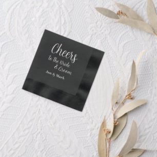 Cheers to the Bride and Groom Names Wedding Foil Napkins