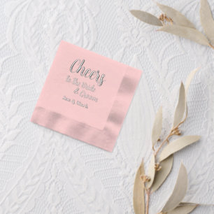 Cheers to the Bride and Groom Names Wedding Foil Napkins