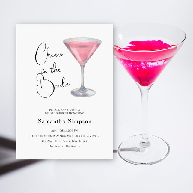 Cheers to the Bride Cosmopolitan Bridal Shower Invitation (Creator Uploaded)