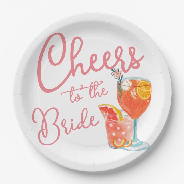 Cheers to the Bride Shower Paper Plate (Front)