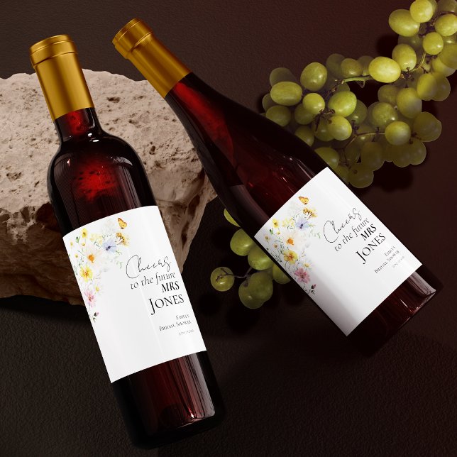 Cheers to the future mrs | Boho Bridal Shower Wine Label (Creator Uploaded)