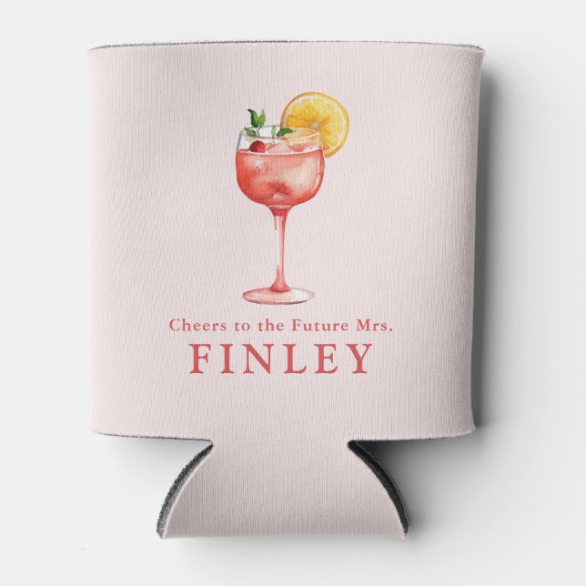 Cheers to the Future Mrs Light Pink Bridal Shower Can Cooler (Front)