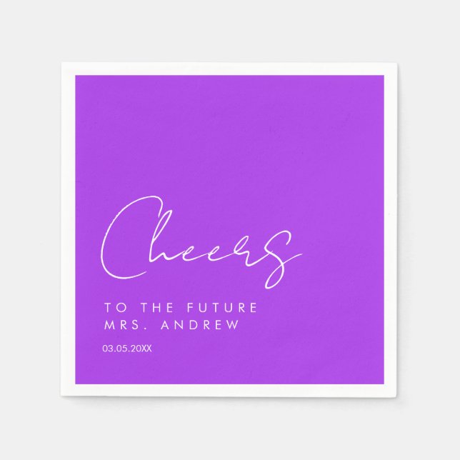 Cheers, to the future Mrs.! Modern, minimalist Napkin (Front)