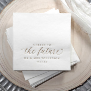Cheers to the Future Wedding Engagement or Shower Foil Napkins