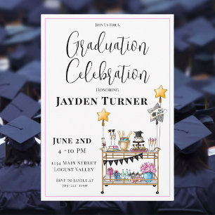 Cheers to the Grad / Festive Graduation Bar Cart  Invitation