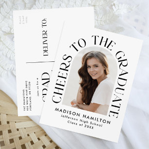 Cheers to the Graduate Arch Photo Graduation Party Invitation Postcard