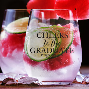 Cheers To The Graduate Custom Graduation Party Stemless Wine Glass