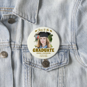 Cheers to the Graduate Custom Photo Name Family 7.5 Cm Round Badge