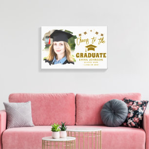 Cheers to the Graduate Custom Photo Name Family Canvas Print