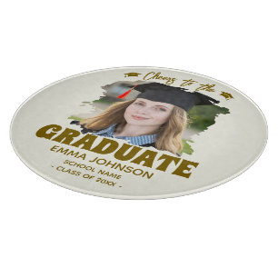 Cheers to the Graduate Custom Photo Name Family Cutting Board