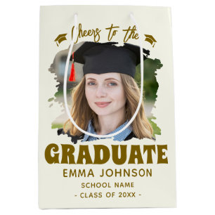 Cheers to the Graduate Custom Photo Name Family Medium Gift Bag