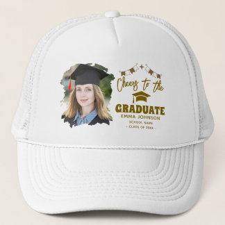 Cheers to the Graduate Custom Photo Name Family Trucker Hat