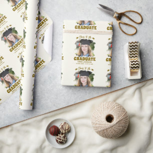 Cheers to the Graduate Custom Photo Name Family Wrapping Paper