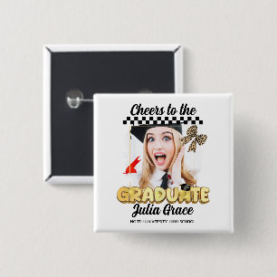 Cheers to the Graduate White Custom Photo 15 Cm Square Badge