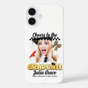 Cheers to the Graduate White Custom Photo iPhone 16 Case