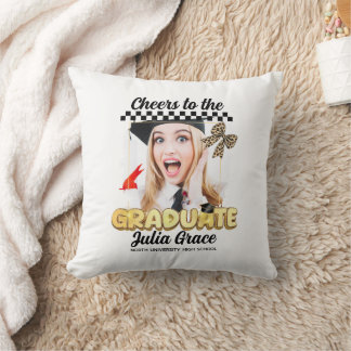 Cheers to the Graduate White Custom Photo Cushion