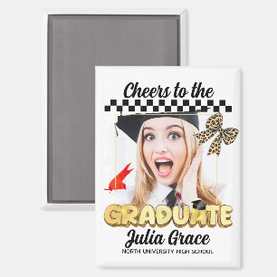 Cheers to the Graduate White Custom Photo Magnet