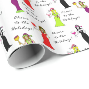 Cheers To The Holidays! Wine Women Wrapping Paper