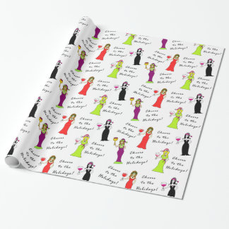 Cheers To The Holidays! Wine Women Wrapping Paper
