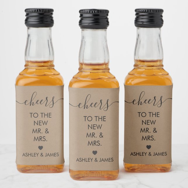 Cheers to the New Mr and Mrs Wedding Liquor Bottle Label (Bottles)