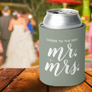 Cheers To The New Mr. & Mrs. Wedding Can Cooler