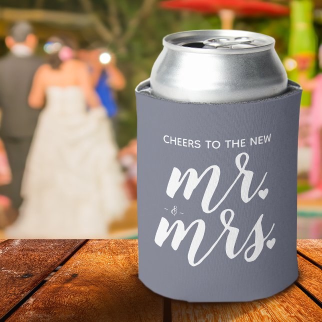 Cheers To The New Mr. & Mrs. Wedding Can Cooler (Cheers To The New Mr. & Mrs. Wedding Can Cooler)