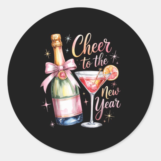Cheers To The New Year 2026 Champagne New Years Ev Classic Round Sticker (Front)