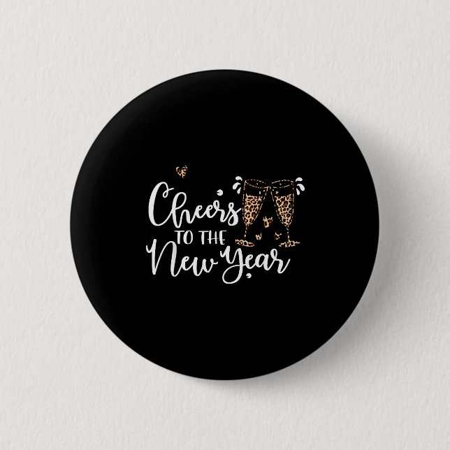 Cheers To The New Year 2026 Leopard Champagne Happ 6 Cm Round Badge (Front)