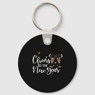 Cheers To The New Year 2026 Leopard Champagne Happ Key Ring