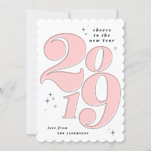 Cheers to the new year bold 2019 holiday card