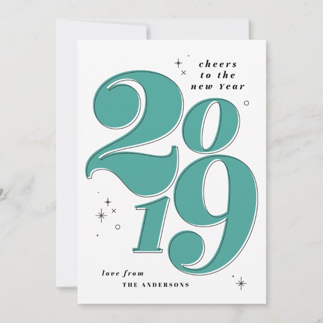 Cheers to the new year bold 2019 holiday card (Front)