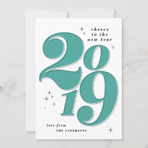 Cheers to the new year bold 2019 holiday card