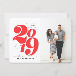Cheers to the new year bold 2019 photo holiday card
