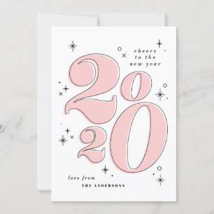 Cheers to the new year bold 2020 typography holiday card