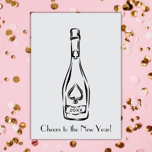 Cheers To The New Year Champagne Bottle Greeting Card