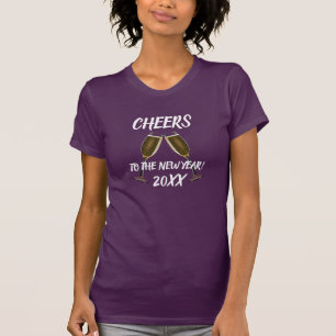"Cheers to the New Year!" & Champagne Flutes T-Shi T-Shirt