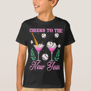 Cheers To The New Year Champagne Gl & Baseball T-Shirt