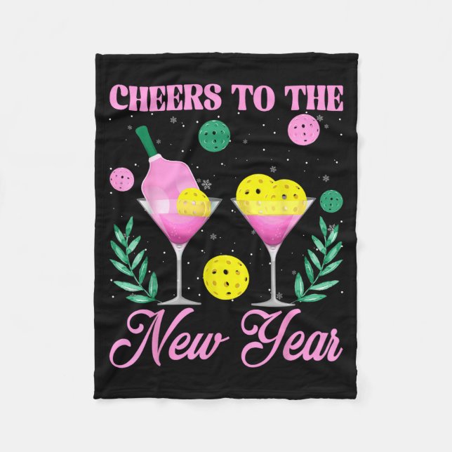Cheers To The New Year Champagne Gl &amp; Ckleball Fleece Blanket (Front)