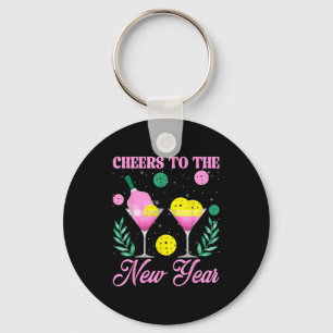 Cheers To The New Year Champagne Gl & Ckleball Key Ring
