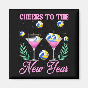 Cheers To The New Year Champagne Gl &amp; Volleyba Magnet