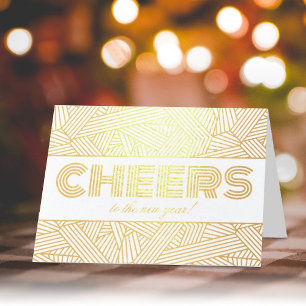 Cheers To The New Year! Geometric Typography Photo Foil Card