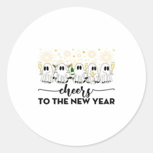 Cheers To The New Year Ghosts Drinking Champagne N Classic Round Sticker