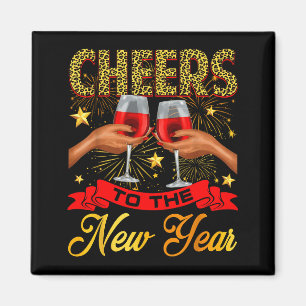Cheers To The New Year Happy New Year 2026 Wine Bl Magnet