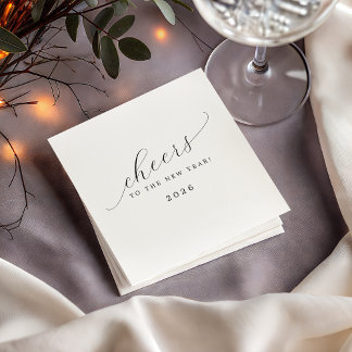 Cheers To The New Year Minimalist Calligraphy Napkin