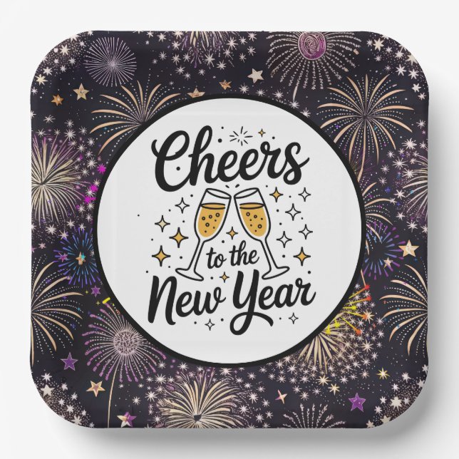 Cheers To The New Year  Paper Plate (Front)