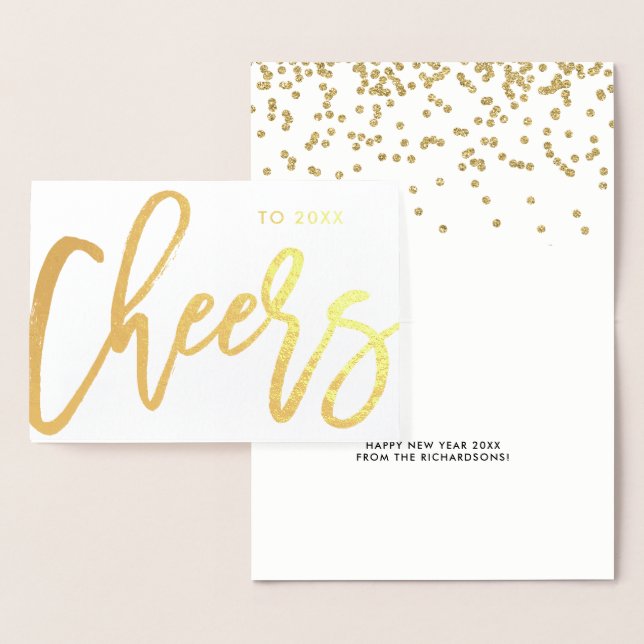 Cheers to the New Year | Script and Confetti Foil Card (Display)